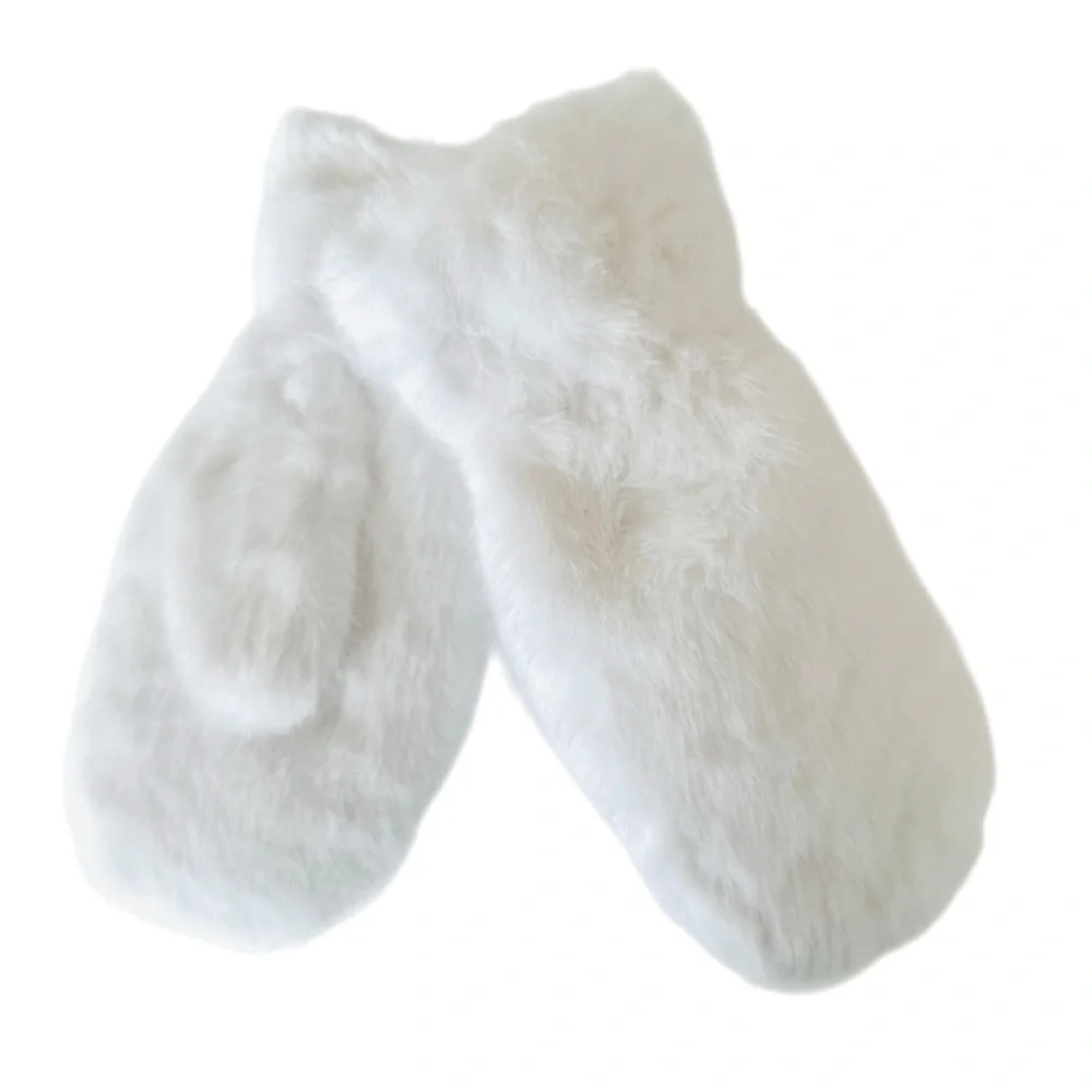 White Faux Fur Mittens NWT One Size Fits Most
